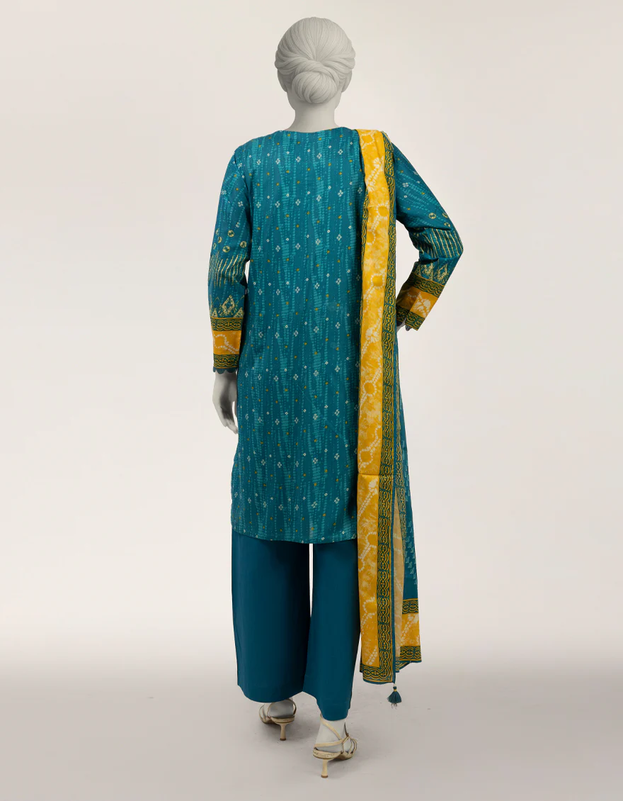 TEAL LAWN 3PC STITCHED | JLAWN-S-26-505/S TIE DIE-02 - Image 2