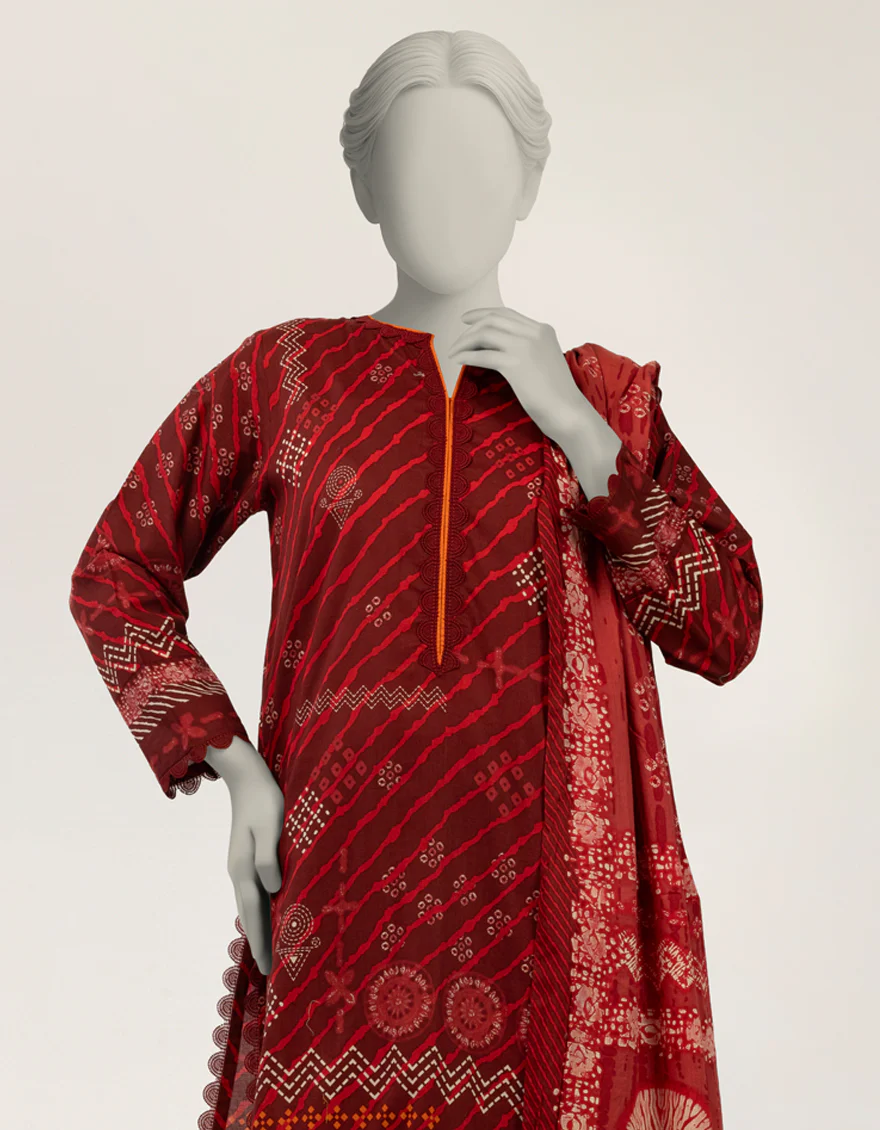 MAROON LAWN 3PC STITCHED | JLAWN-S-26-506/S TIE DIE-03 - Image 2