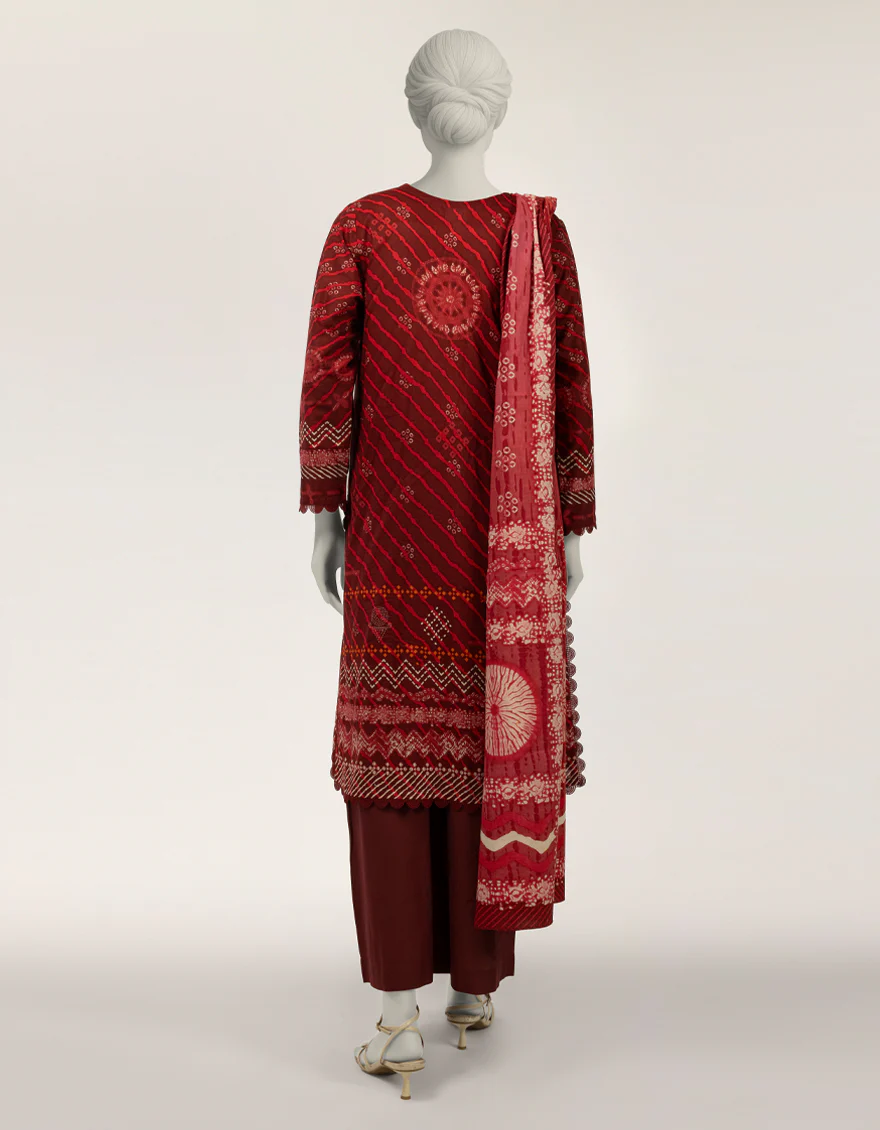 MAROON LAWN 3PC STITCHED | JLAWN-S-26-506/S TIE DIE-03 - Image 3