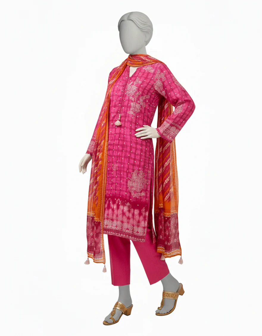 PINK LAWN 3PC STITCHED | JLAWN-S-26-507/S TIE DIE-04 - Image 2