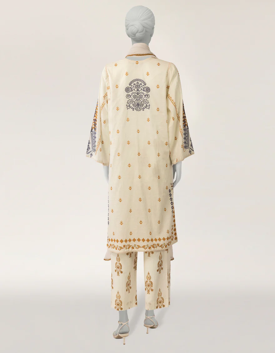 OFF WHITE LAWN 3PC STITCHED | JLAWN-S-26-509/S INK DROP-2 - Image 2