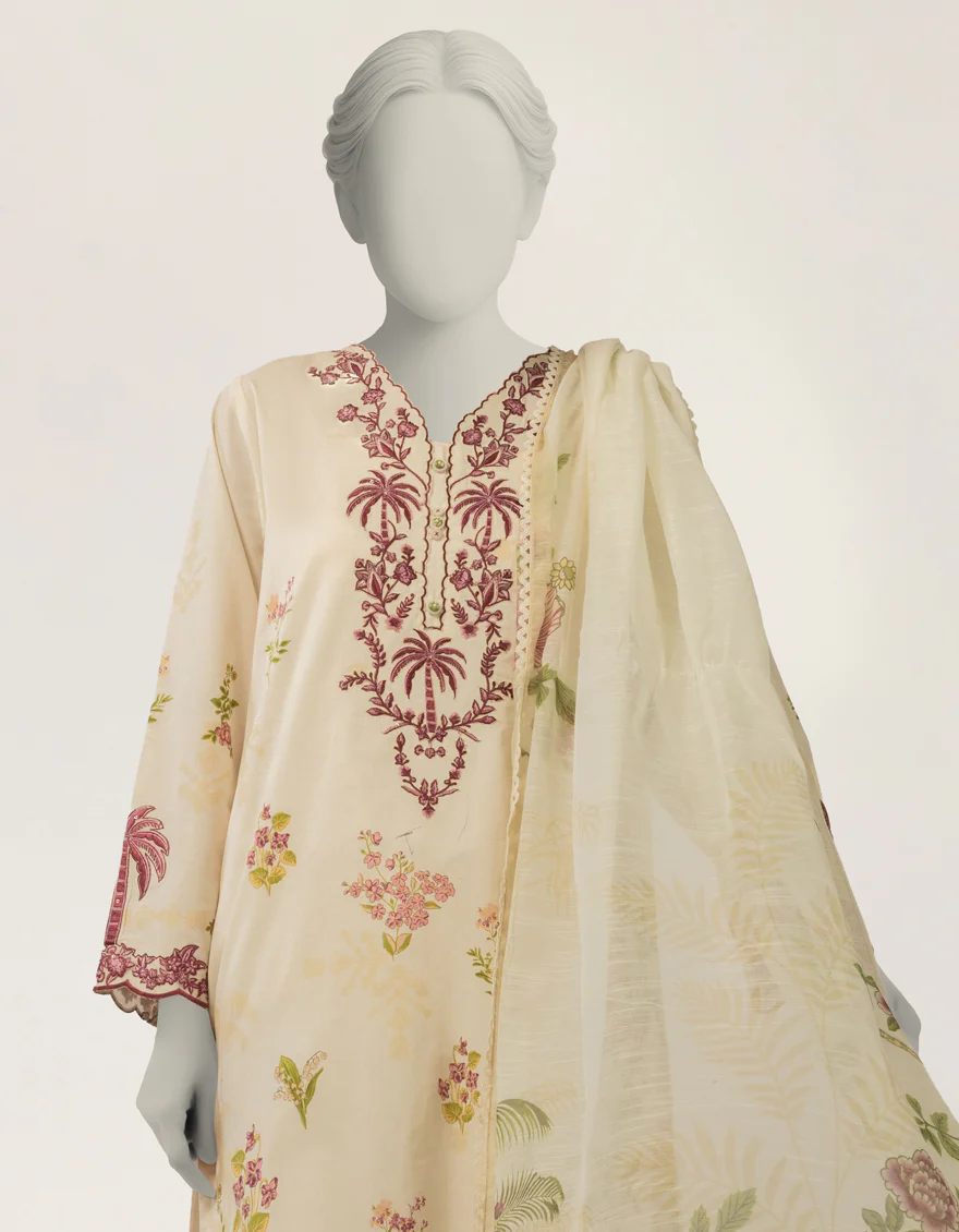 OFF WHITE LAWN 3PC STITCHED | JLAWN-S-26-523/S RIO BOTANICA-06 - Image 2