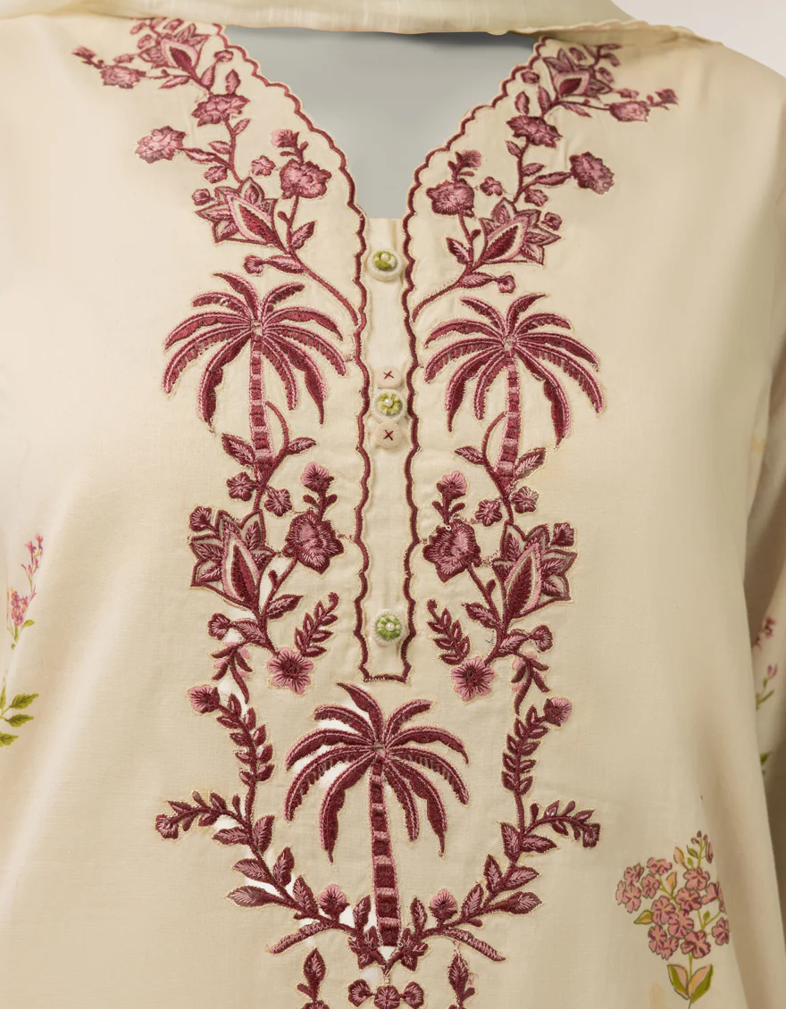 OFF WHITE LAWN 3PC STITCHED | JLAWN-S-26-523/S RIO BOTANICA-06 - Image 4