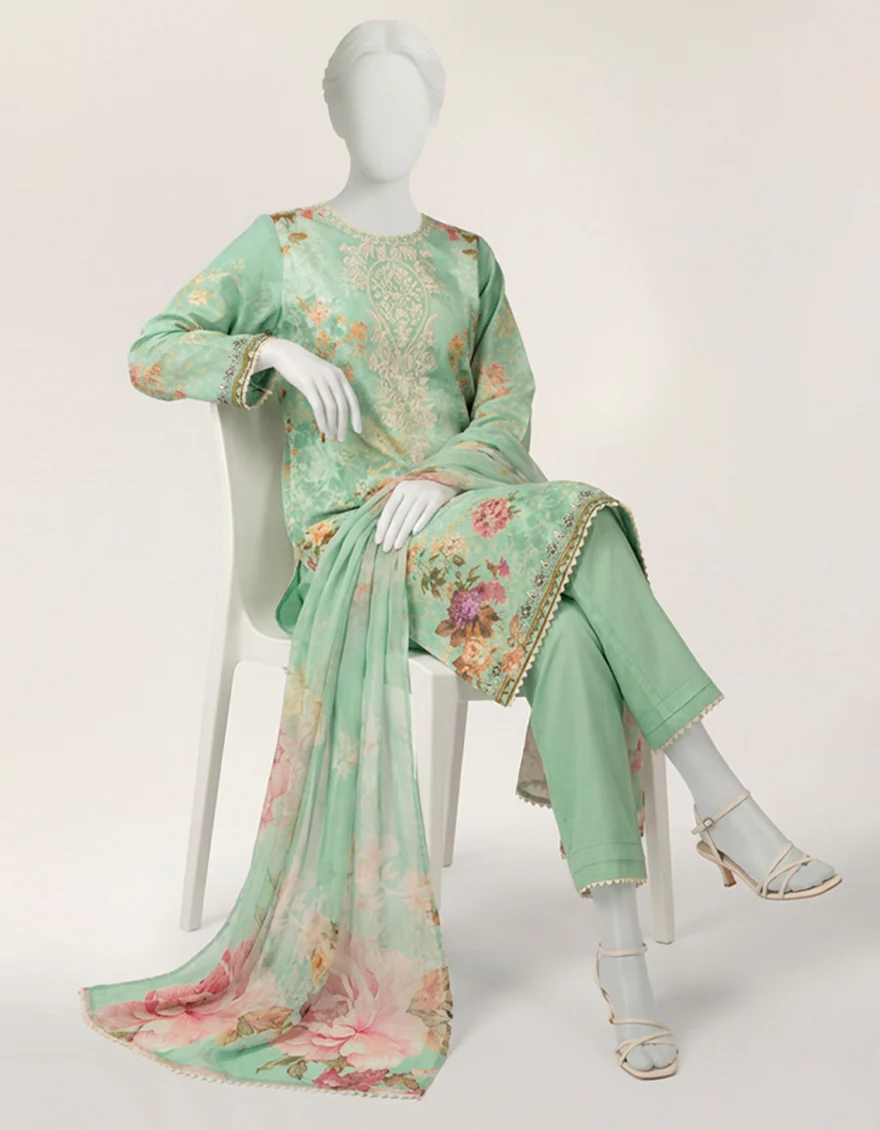 ICE GREEN LAWN 3PC STITCHED | JLAWN-S-26-531/S MEADOW MUSE-02 - Image 6