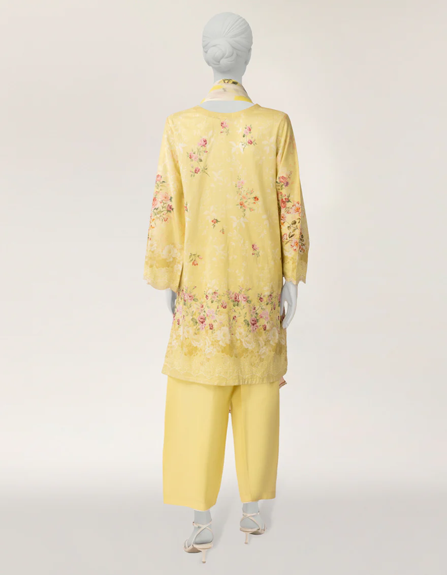YELLOW LAWN 3PC STITCHED | JLAWN-S-26-533/S MEADOW MUSE-04 - Image 3