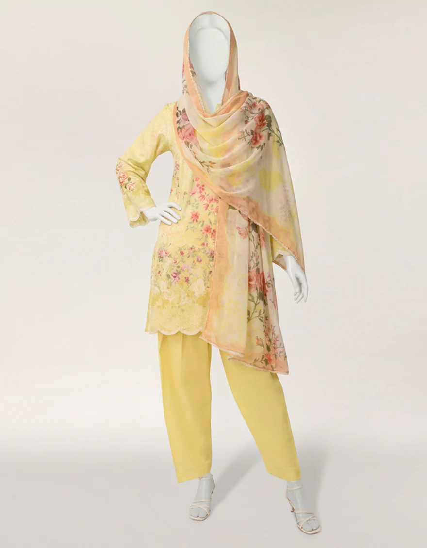 YELLOW LAWN 3PC STITCHED | JLAWN-S-26-533/S MEADOW MUSE-04 - Image 6