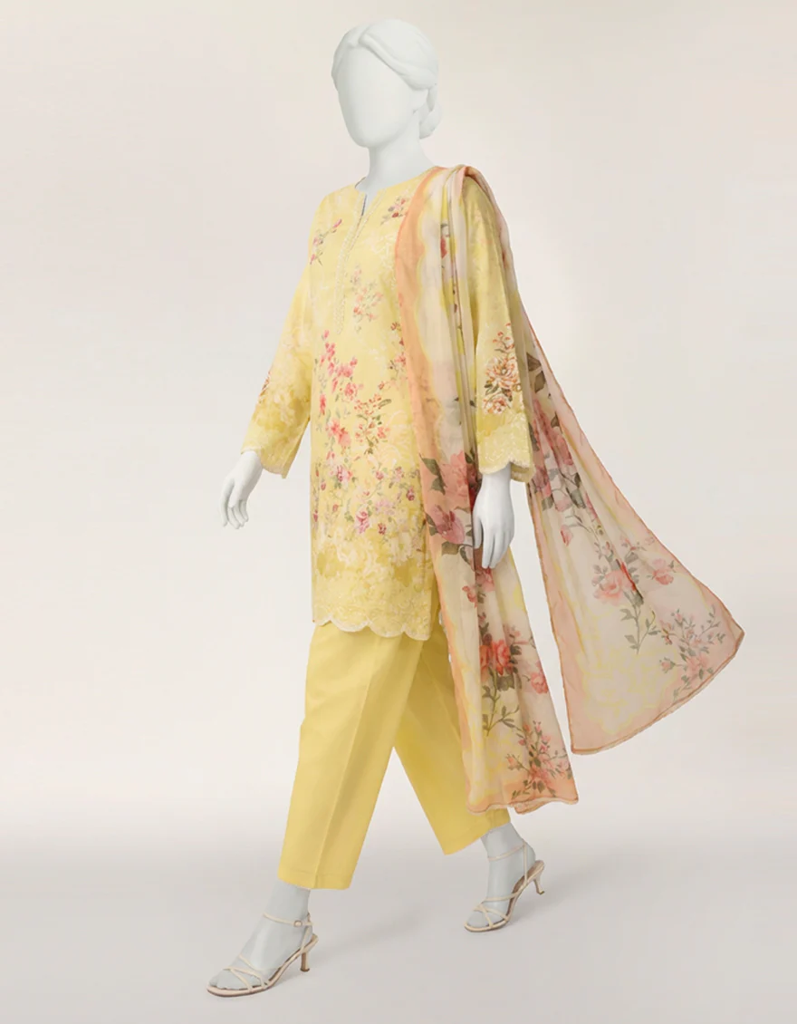 YELLOW LAWN 3PC STITCHED | JLAWN-S-26-533/S MEADOW MUSE-04 - Image 7