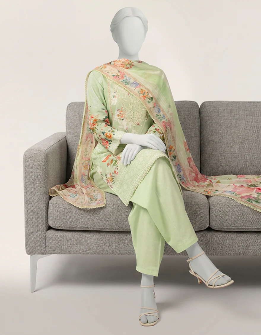 GREEN LAWN 3PC STITCHED | JLAWN-S-26-534/S MEADOW MUSE-05 - Image 4