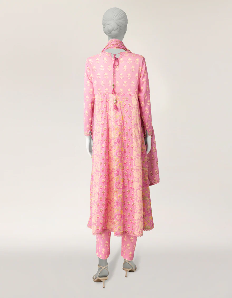 PINK LAWN 3PC STITCHED | JLAWN-S-26-555/S COLOR BLOCK-02 - Image 3