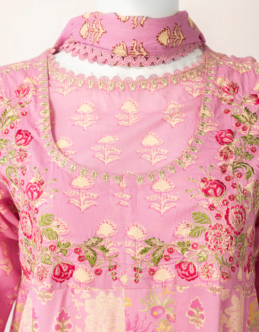 PINK LAWN 3PC STITCHED | JLAWN-S-26-555/S COLOR BLOCK-02 - Image 4