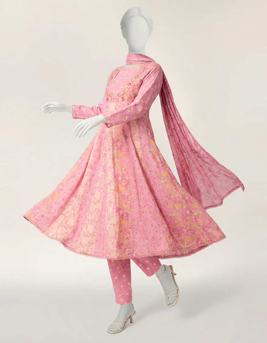 PINK LAWN 3PC STITCHED | JLAWN-S-26-555/S COLOR BLOCK-02 - Image 5