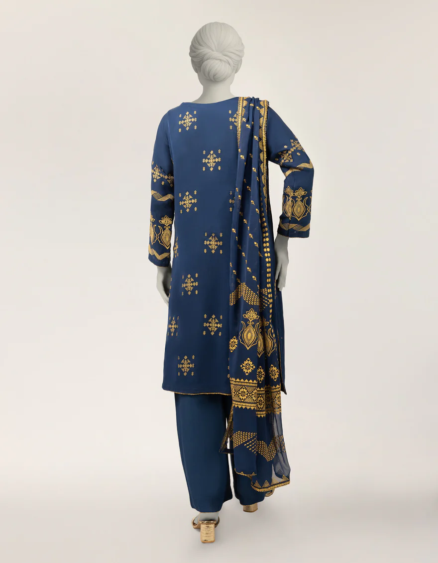 BLUE MAPLE SILK 3PC STITCHED | JLAWN-S-26-566/S MUKESH-01 - Image 2