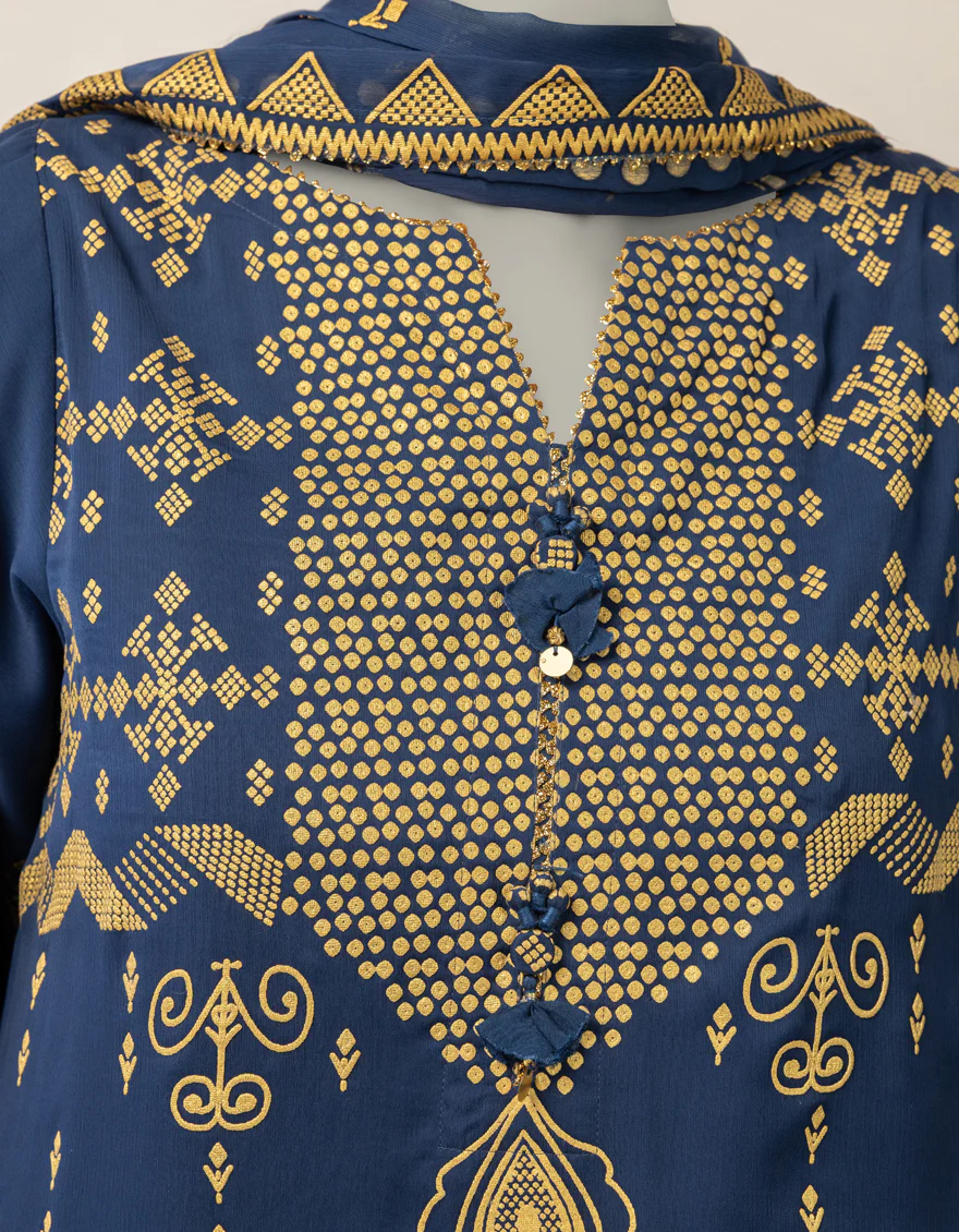 BLUE MAPLE SILK 3PC STITCHED | JLAWN-S-26-566/S MUKESH-01 - Image 3