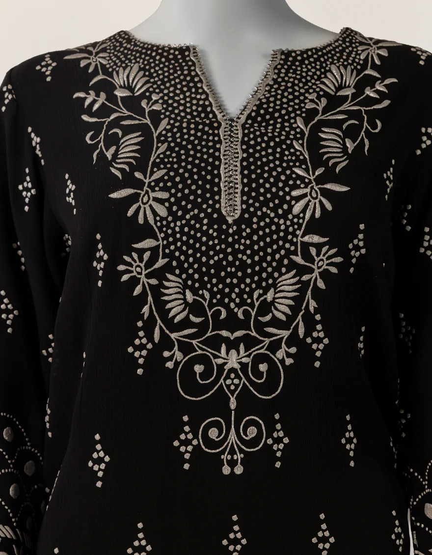 BLACK MAPLE SILK 3PC STITCHED | JLAWN-S-26-567/S MUKESH-02 - Image 4