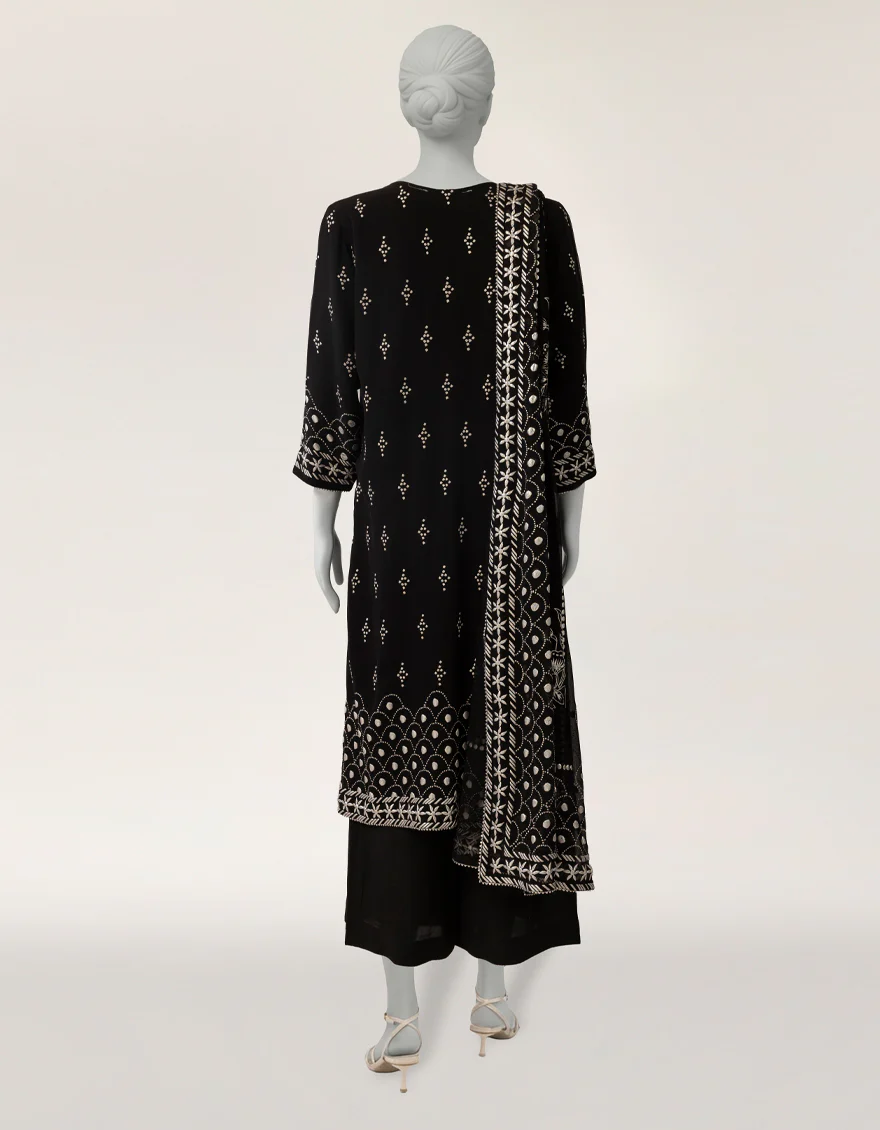 BLACK MAPLE SILK 3PC STITCHED | JLAWN-S-26-567/S MUKESH-02 - Image 5
