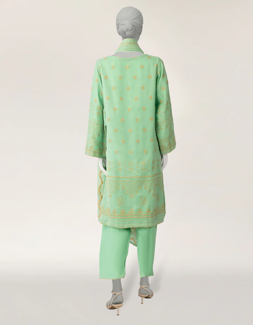 GREEN BAMBER CHIFFON 3PC STITCHED | JLAWN-S-26-568/S MUKESH-03 - Image 2