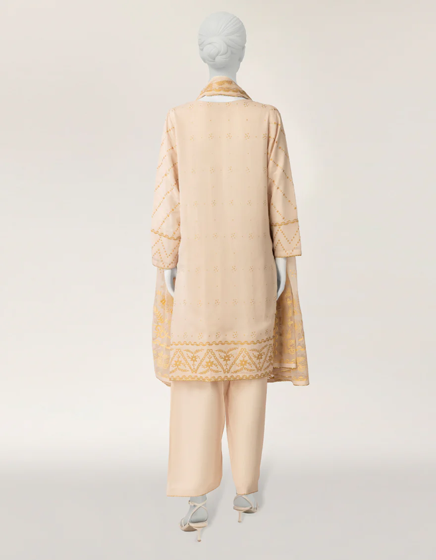 OFF WHITE BAMBER CHIFFON 3PC STITCHED | JLAWN-S-26-569/S MUKESH-04 - Image 3