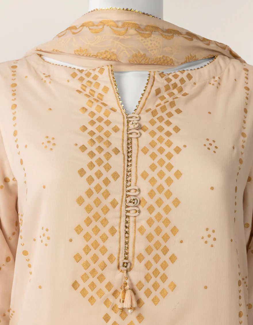 OFF WHITE BAMBER CHIFFON 3PC STITCHED | JLAWN-S-26-569/S MUKESH-04 - Image 4