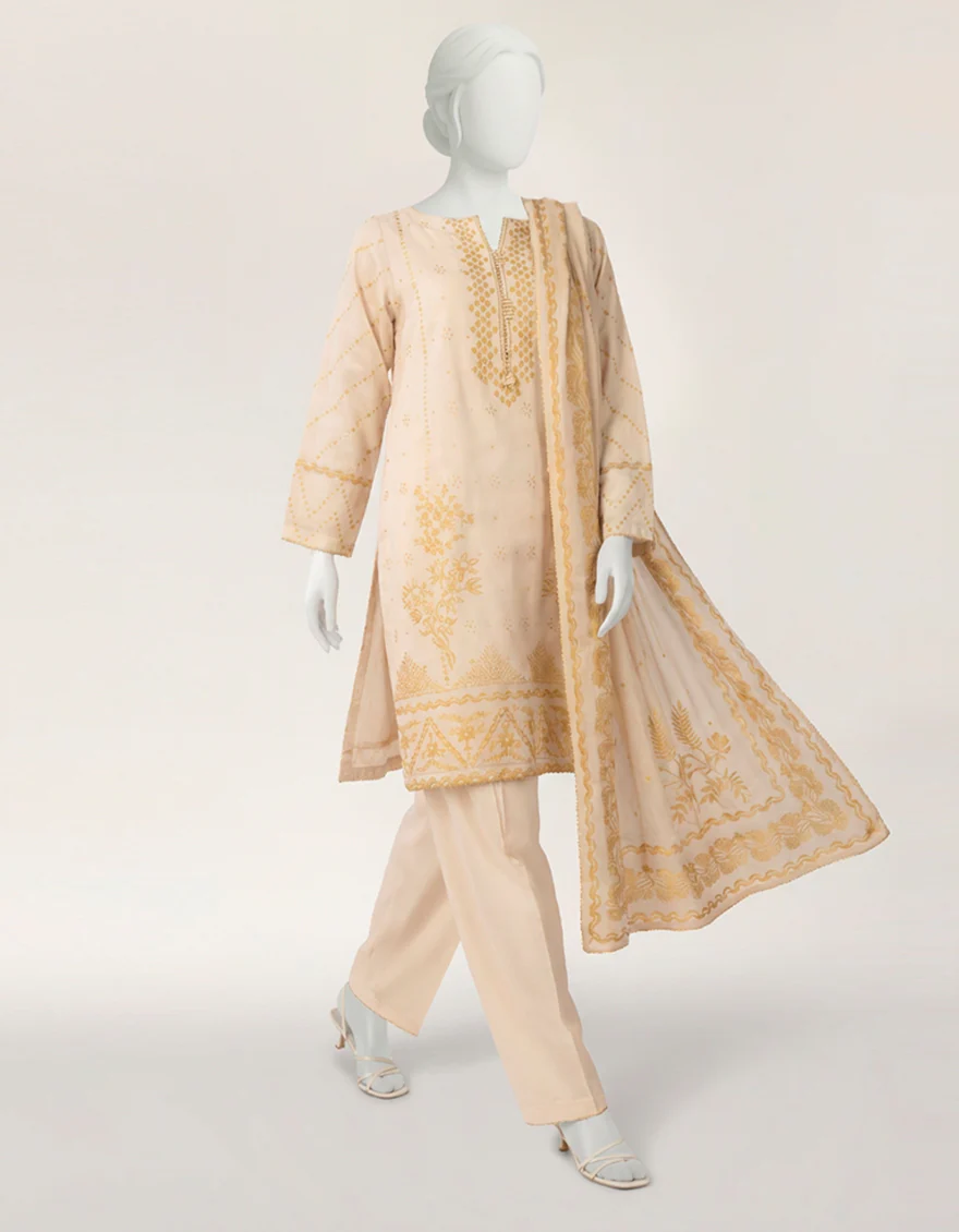 OFF WHITE BAMBER CHIFFON 3PC STITCHED | JLAWN-S-26-569/S MUKESH-04 - Image 5