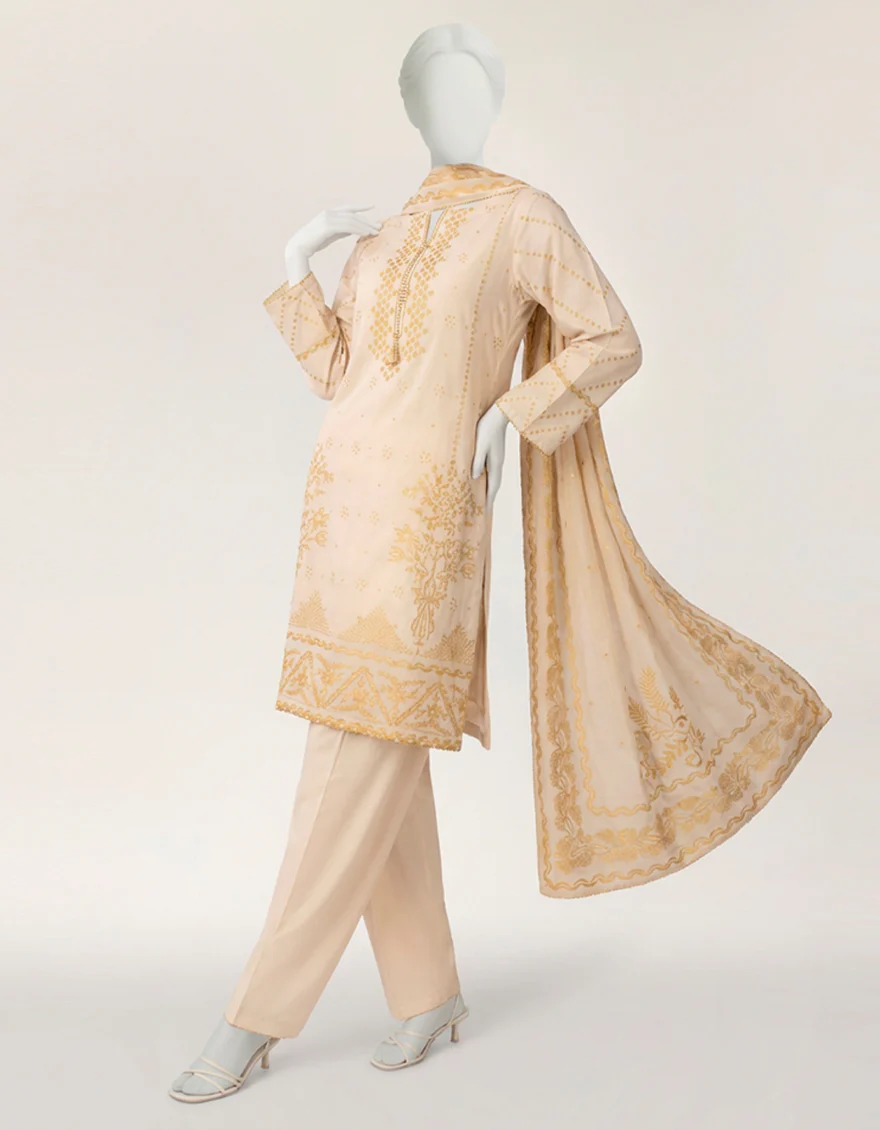 OFF WHITE BAMBER CHIFFON 3PC STITCHED | JLAWN-S-26-569/S MUKESH-04 - Image 6