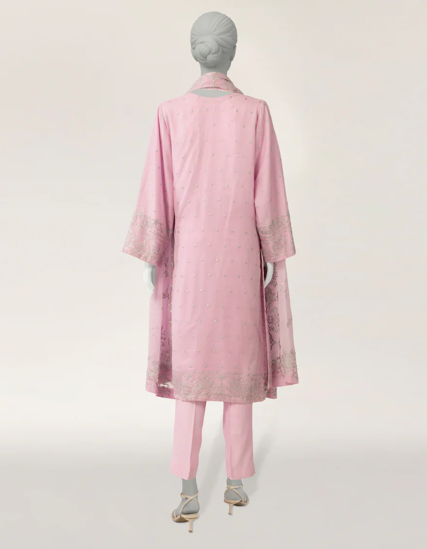 PINK BAMBER CHIFFON 3PC STITCHED | JLAWN-S-26-570/S MUKESH-05 - Image 2
