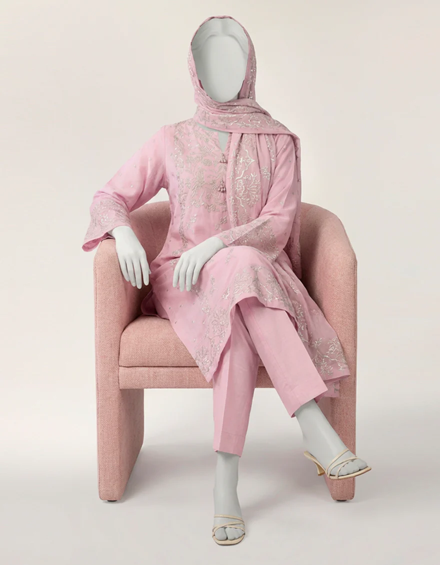PINK BAMBER CHIFFON 3PC STITCHED | JLAWN-S-26-570/S MUKESH-05 - Image 3