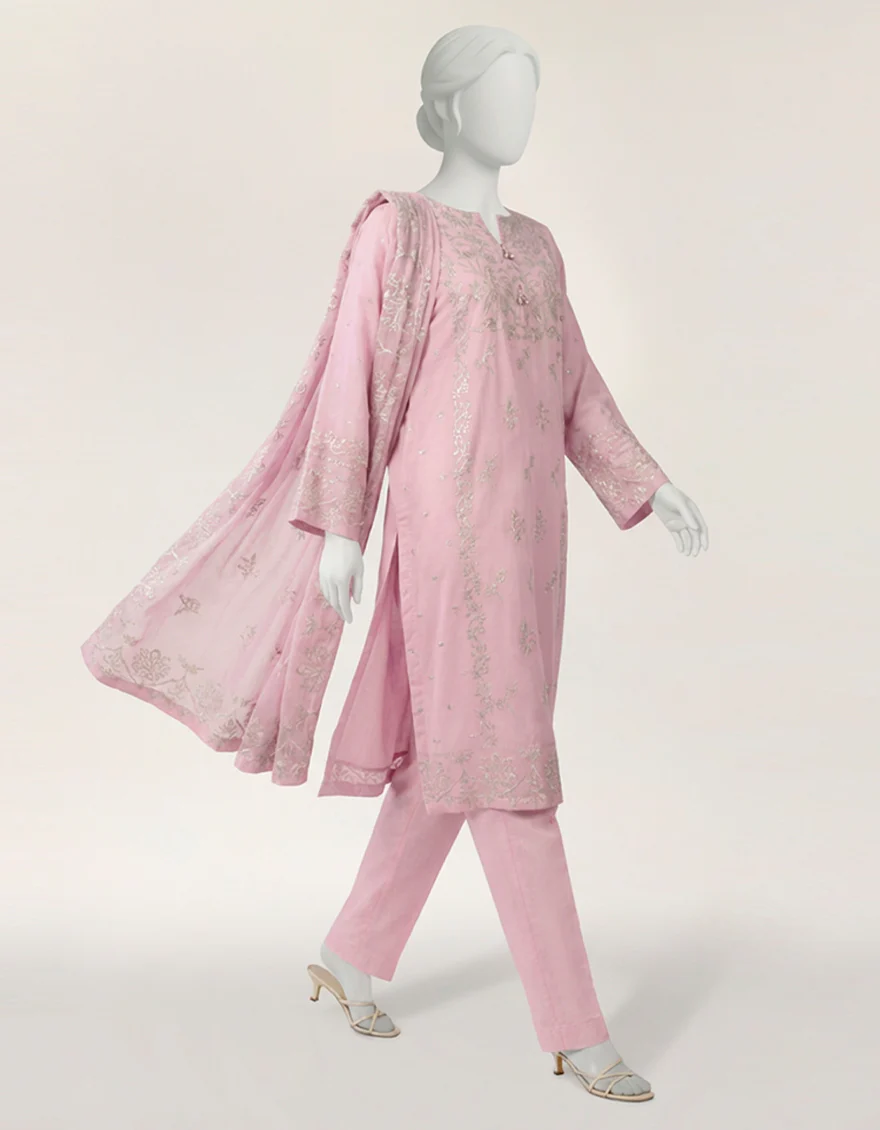PINK BAMBER CHIFFON 3PC STITCHED | JLAWN-S-26-570/S MUKESH-05 - Image 5