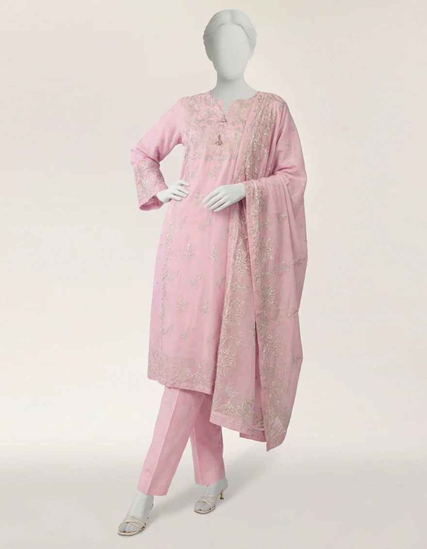 PINK BAMBER CHIFFON 3PC STITCHED | JLAWN-S-26-570/S MUKESH-05 - Image 6