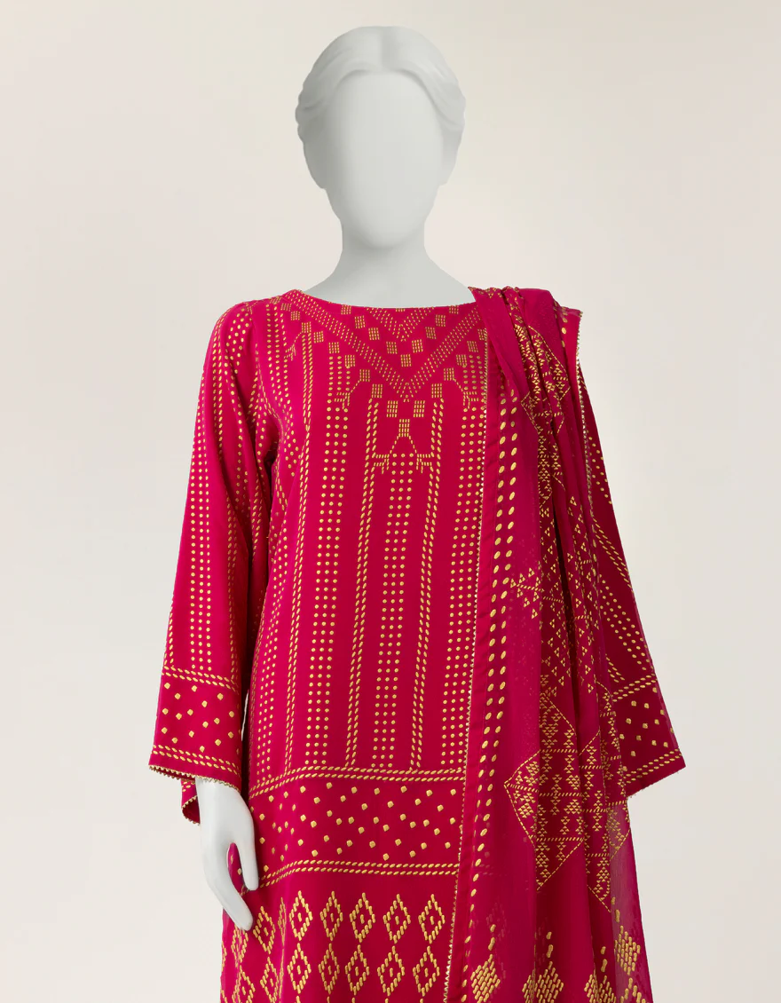 PINK BAMBER CHIFFON 3PC STITCHED | JLAWN-S-26-571/S MUKESH-06 - Image 2