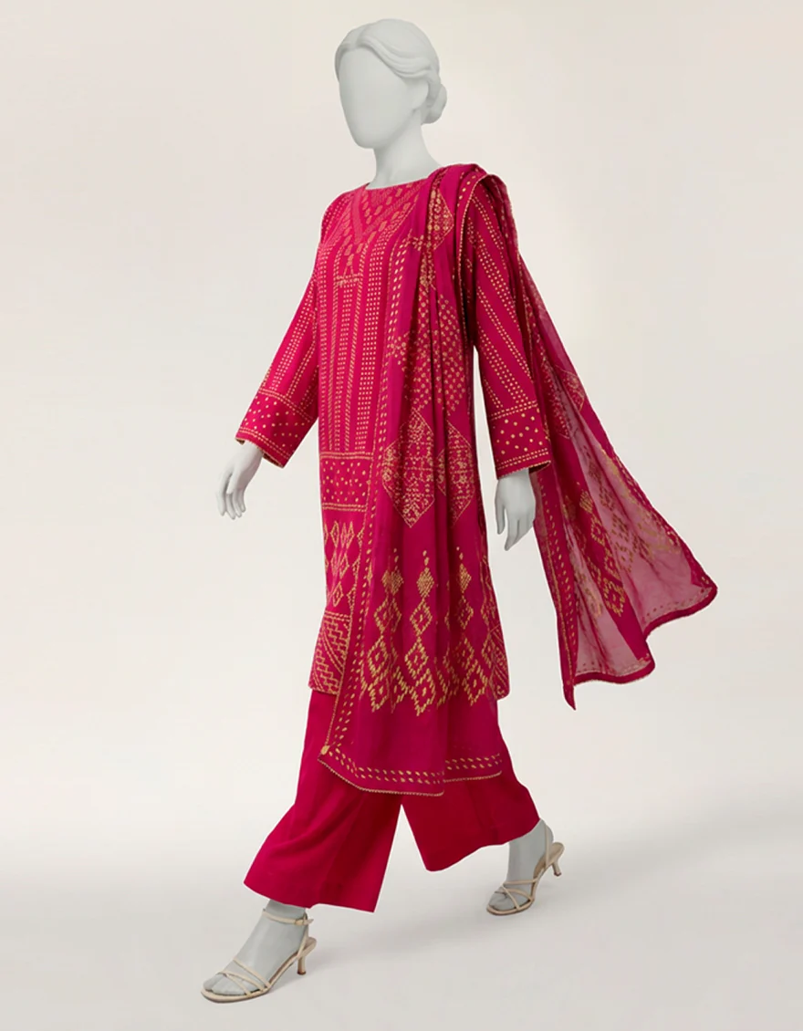 PINK BAMBER CHIFFON 3PC STITCHED | JLAWN-S-26-571/S MUKESH-06 - Image 5