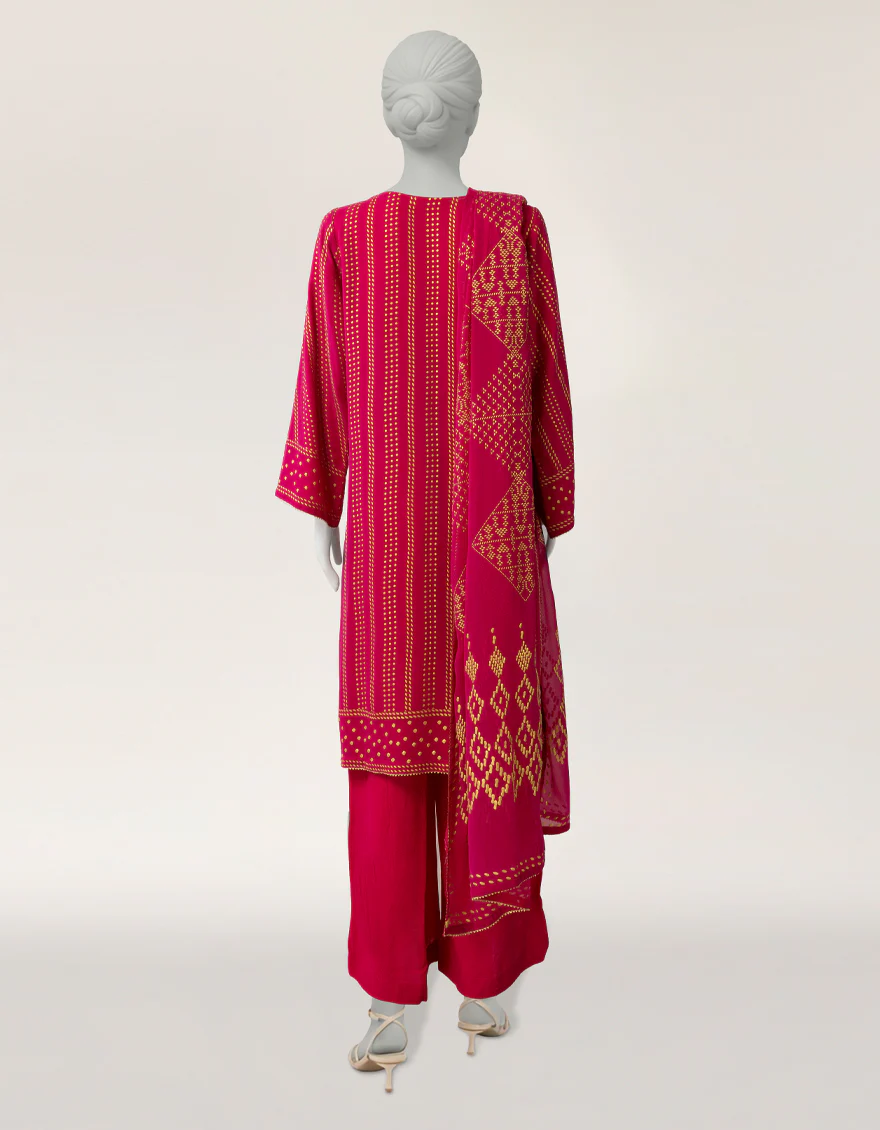 PINK BAMBER CHIFFON 3PC STITCHED | JLAWN-S-26-571/S MUKESH-06 - Image 7