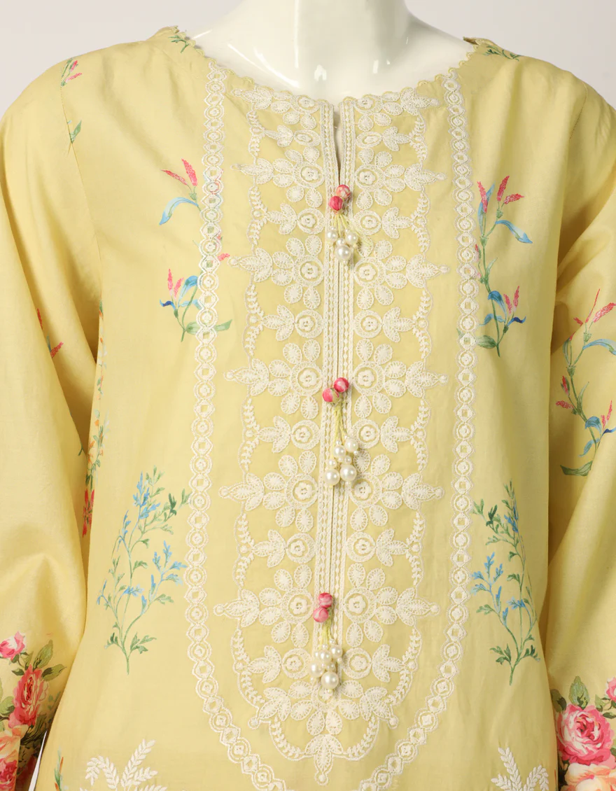 YELLOW LAWN SILK 3PC STITCHED | JLAWN-S-26-575/S SCHIFFLI-A-4 - Image 3