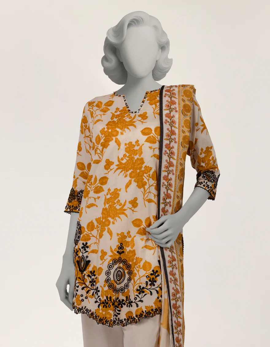 OFF WHITE LAWN 2PC STITCHED | JLAWN-S-JDS-26-1221/S THREAD & TONE-A-03 - Image 3
