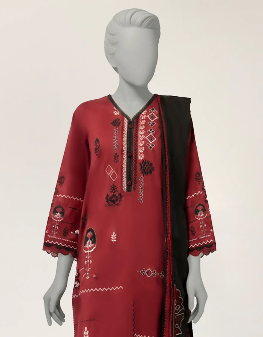 MAROON LAWN 2PC STITCHED | JLAWN-S-JDS-26-1223/S MALTA-A-01 - Image 2