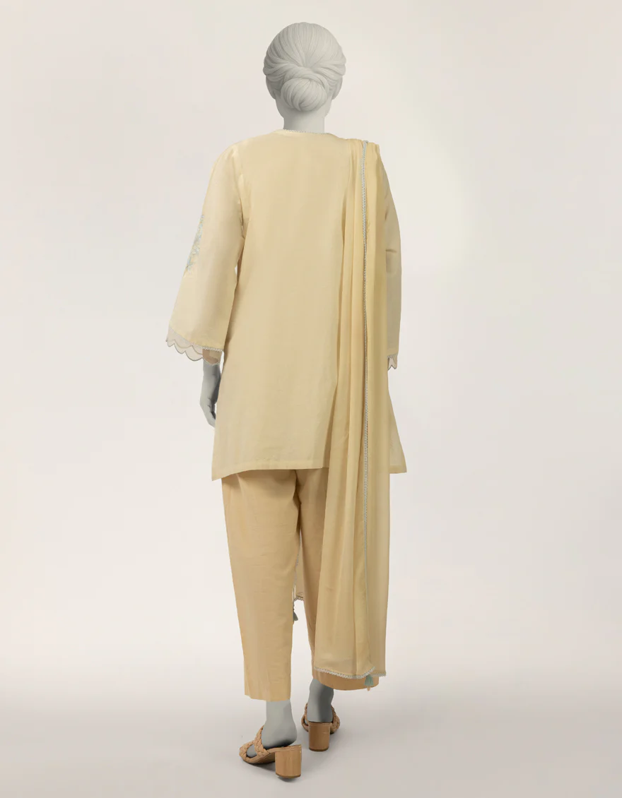WHITE DOBBY 2PC STITCHED | JLAWN-S-JDS-26-1275/S CHIKENKARI-01 - Image 3
