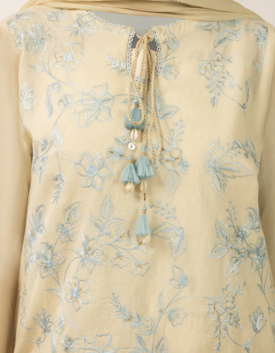 WHITE DOBBY 2PC STITCHED | JLAWN-S-JDS-26-1275/S CHIKENKARI-01 - Image 4
