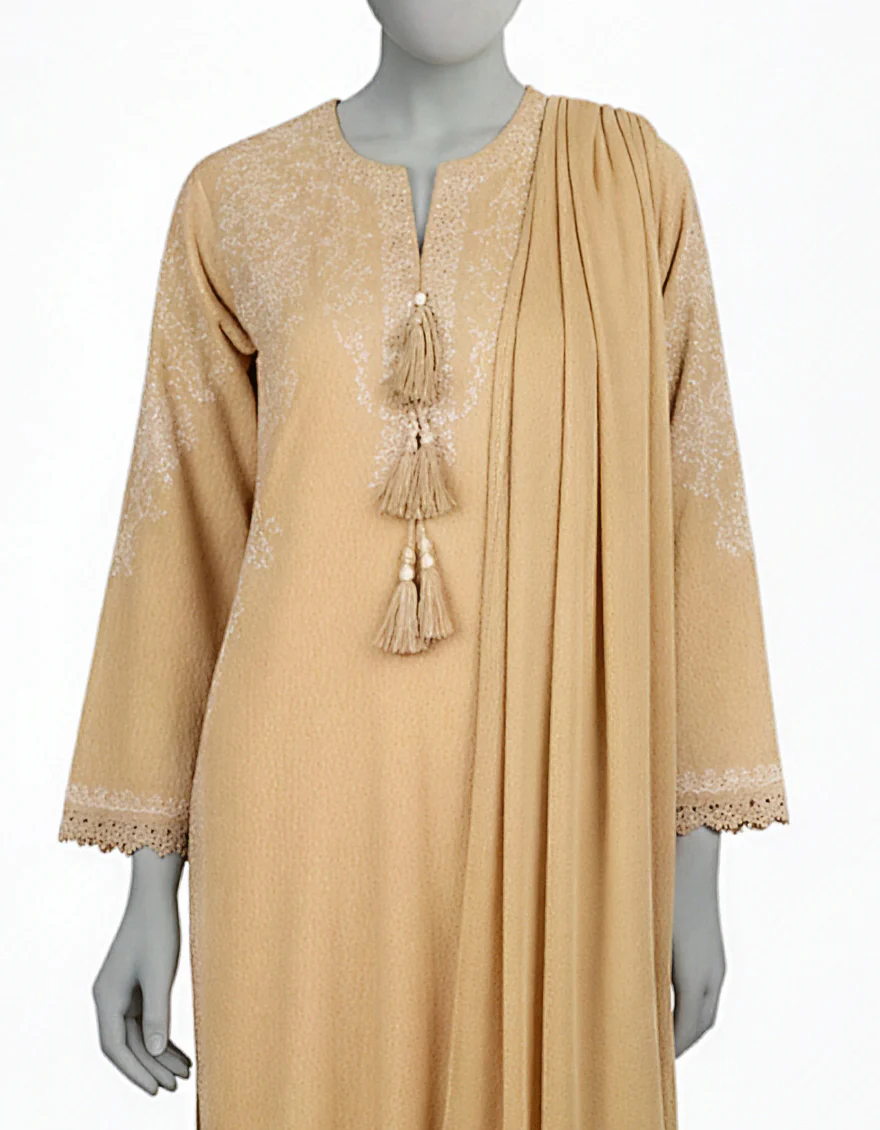 BEIGE DOBBY 2PC STITCHED | JLAWN-S-JDS-26-1276/S CHIKENKARI-02 - Image 3