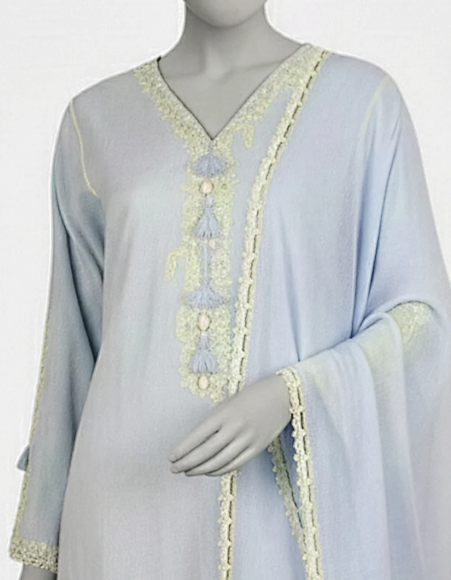 BLUE DOBBY 2PC STITCHED | JLAWN-S-JDS-26-1277/S CHIKENKARI-03 - Image 3