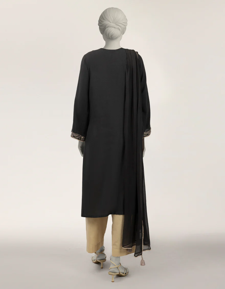BLACK DOBBY 2PC STITCHED | JLAWN-S-JDS-26-1278/S CHIKENKARI-04 - Image 2