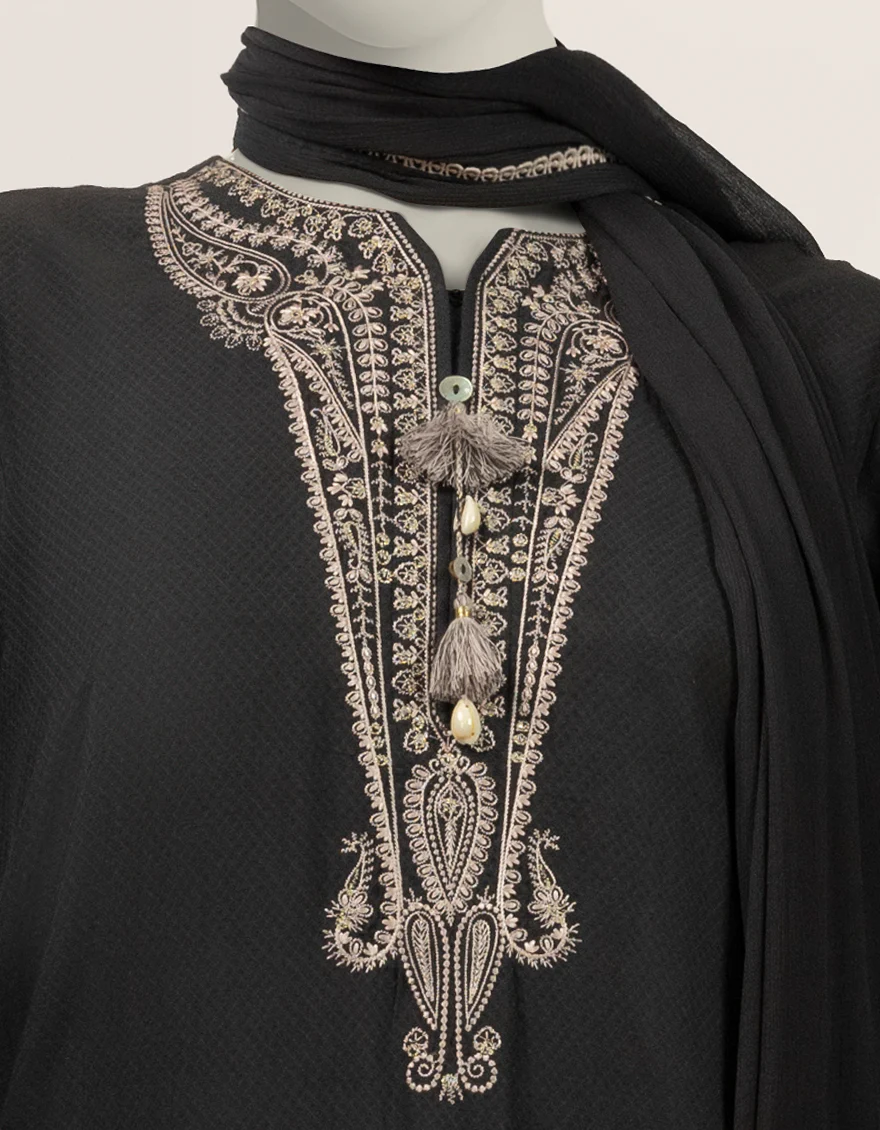 BLACK DOBBY 2PC STITCHED | JLAWN-S-JDS-26-1278/S CHIKENKARI-04 - Image 3