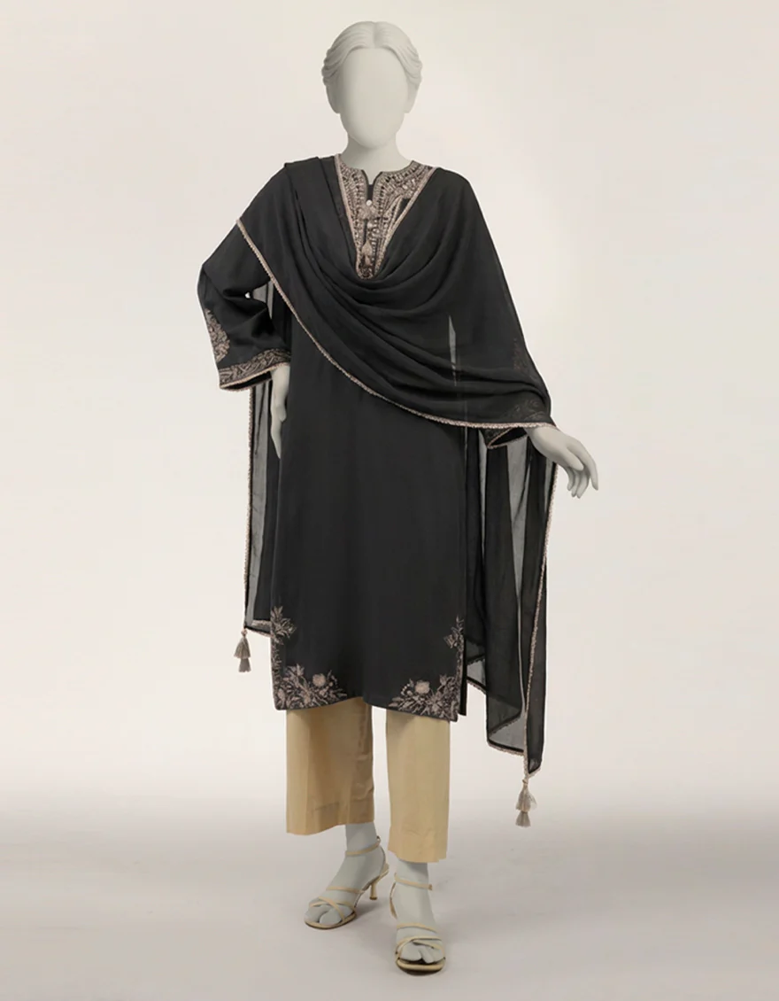 BLACK DOBBY 2PC STITCHED | JLAWN-S-JDS-26-1278/S CHIKENKARI-04 - Image 4