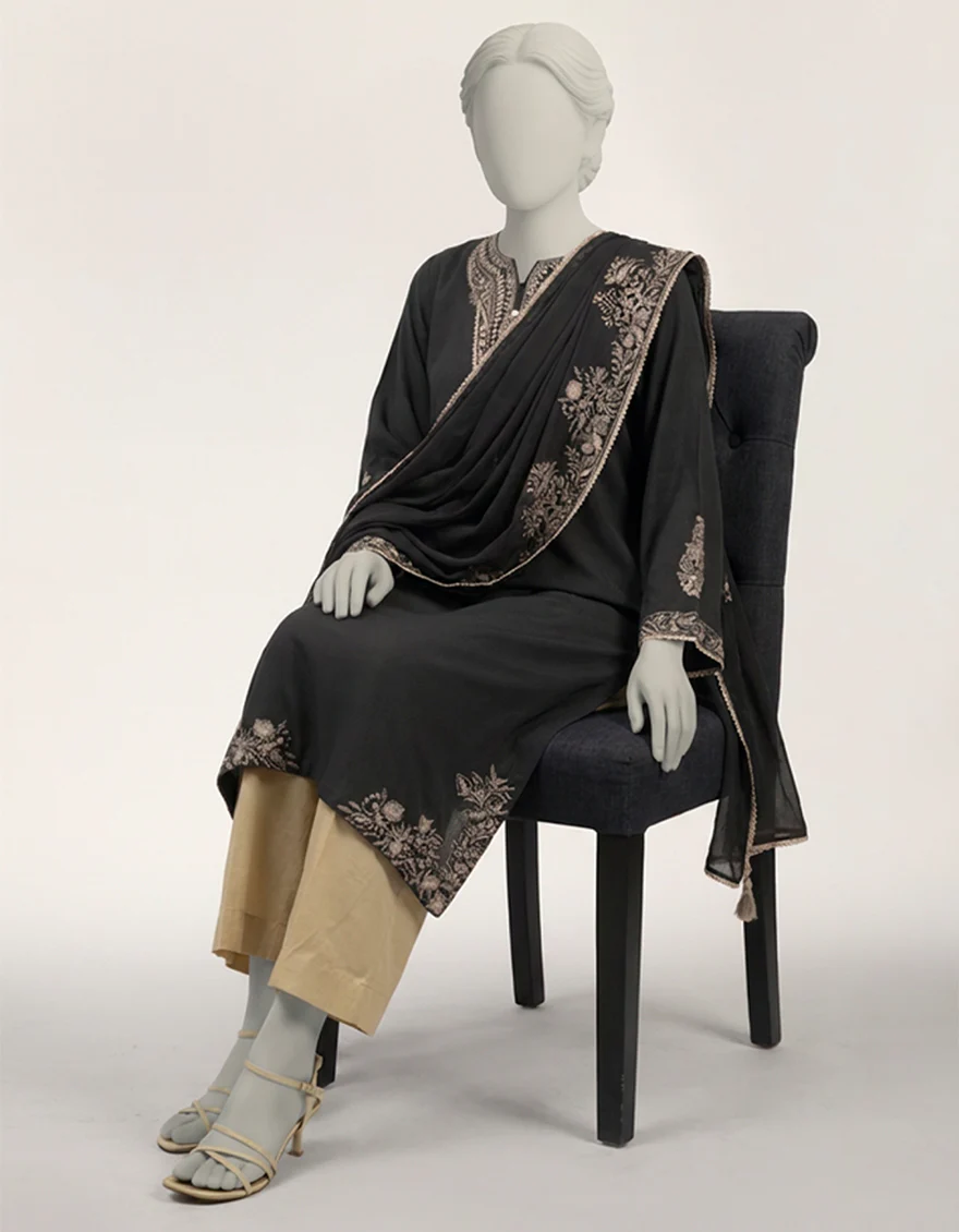 BLACK DOBBY 2PC STITCHED | JLAWN-S-JDS-26-1278/S CHIKENKARI-04 - Image 5