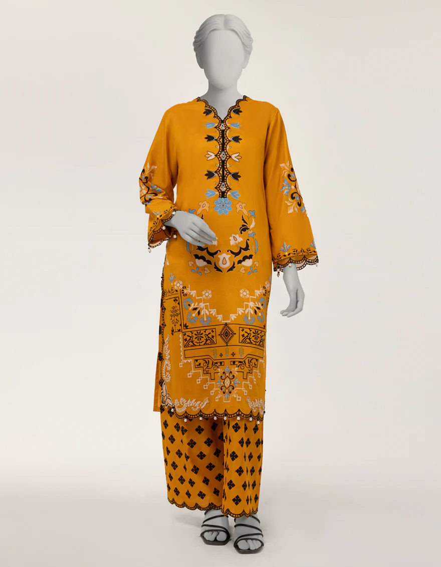 YELLOW LAWN 2PC STITCHED | JLAWN-S-JST-26-2308/S MALTA-B-02