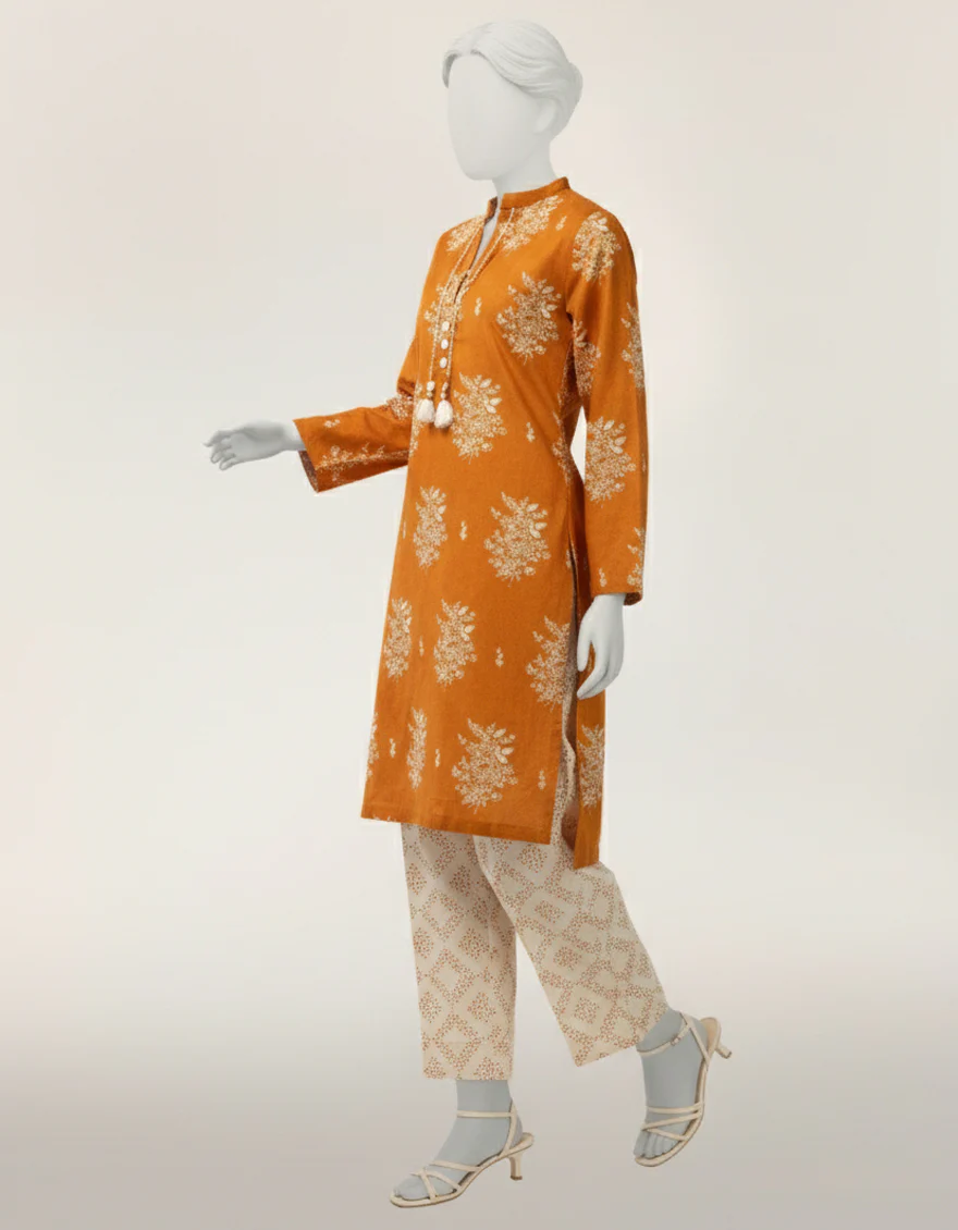 ORANGE LAWN 2PC STITCHED | JLAWN-S-JST-26-2369/S FLORAL GARDEN-B3 - Image 2