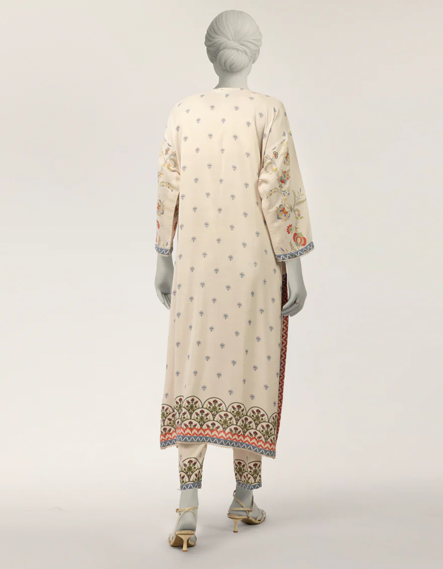 OFF WHITE MAPLE SILK 2PC STITCHED | JLAWN-S-JST-26-2373/S IMPRESSIONS-03 - Image 2