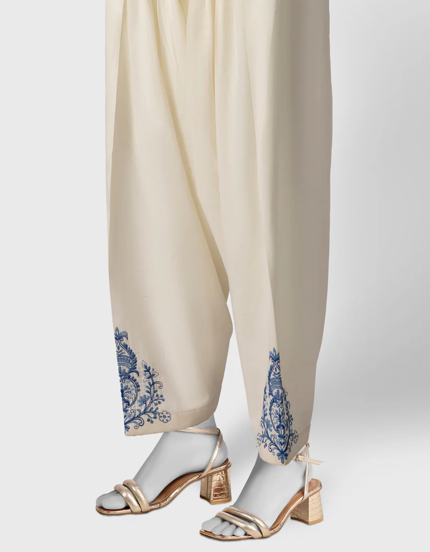 OFF WHITE LAWN SHALWAR | JLSH-26-8091-B FB/INDIGO-8091-B - Image 2