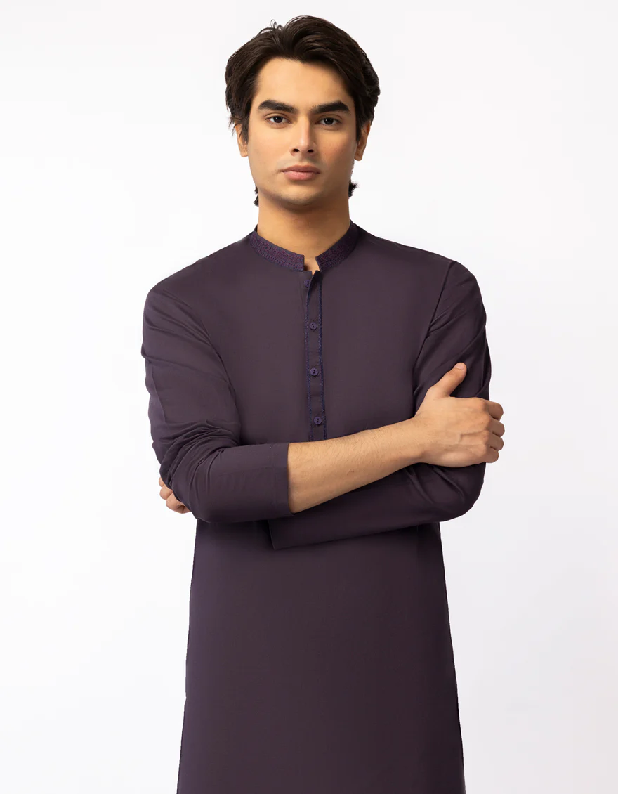 DEEP PURPLE COTTON KURTA | JTK-A-42066/S26/JJ10447-SF - Image 2