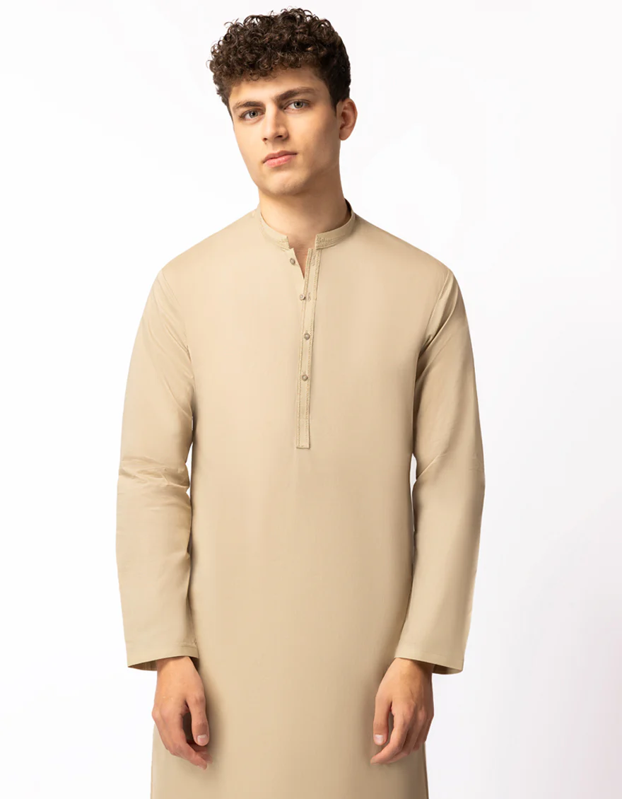 BEIGE COTTON KURTA | JTK-A-42082/S26/JJ10827-SF - Image 2