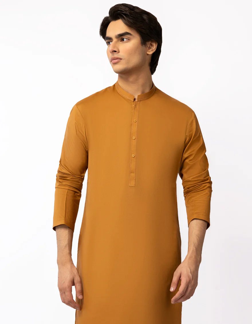 LIGHT BROWN COTTON KURTA | JTK-A-42083/S26/JJ10827-SF - Image 2