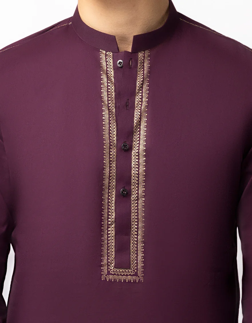 PURPLE COTTON KURTA | JTK-S-39639/S26/JJ10827-SF - Image 3